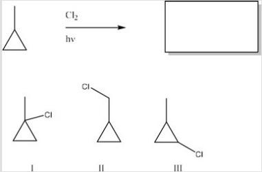What is/are the product(s) of the following monochlorination?   A) I B) II C) III D) All of the choices are correct.