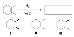 Determine the product(s) of the following reaction.   A) I and III B) II and III C) I,II,and III D) I or II