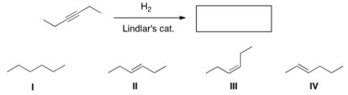 Determine the product of the following reaction.   A) I B) II C) III D) IV