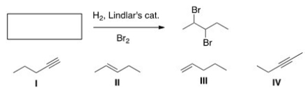 What is the starting material in the following reaction?   A) I B) II C) III D) IV