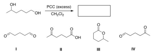 Determine the product of the following reaction.   A) I B) II C) III D) IV