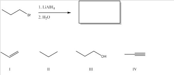 What is the major product of the following reaction?   A) I B) II C) III D) IV