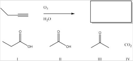 What is the major product of the following reaction?   A) Only I B) Only I and IV C) Only II D) Only III