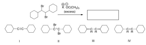 What is the product of the following reaction?   A) I B) II C) III D) IV