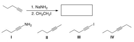 What is the major organic product of the following reaction?   A) I B) II C) III D) IV