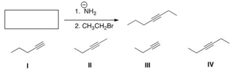 What is the starting material in the following reaction?   A) I B) II C) III D) IV