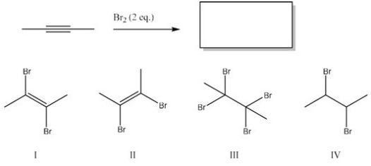 What is the major product of the following reaction?   A) I B) II C) III D) IV