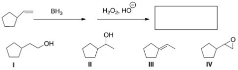 Predict the major product of the following reaction.   A) I B) II C) III D) IV