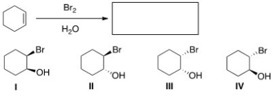 Predict the major product(s) of the following reaction.   A) Only I and II B) Only II and IV C) Only II and III D) Only I and IV