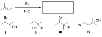 What is the major product obtained from the following reaction?   A) I B) II C) III D) IV