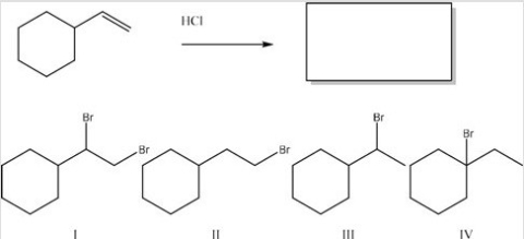 What is the major product of the following reaction?   A) I B) II C) III D) IV