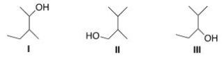 Which of the following compounds is (are) primary alcohols?   A) Only I B) Only II C) Only I and II D) Only II and III