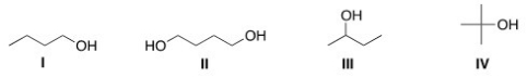Which of the following compounds has the highest boiling point?   A) I B) II C) III D) IV