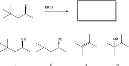 What is the major product of the following reaction?   A) I B) II C) III D) IV