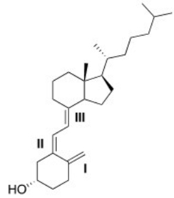 Classify each alkene in vitamin D<sub>3</sub> labeled I,II,III by the number of carbon substituents bonded to the double bond.   A) I = Disubstituted; II = trisubstituted; III = trisubstituted B) I = Monosubstituted; II = disubstituted; III = trisubstituted C) I = Disubstituted; II = disubstituted; III = trisubstituted D) I = Disubstituted; II = trisubstituted; III = disubstituted