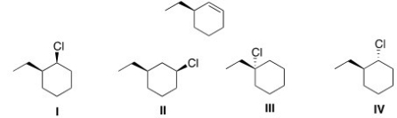 Which of the following alkyl halides will afford the product below as the major product in an E2 reaction?   A) I B) II C) III D) IV
