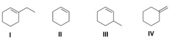 Which of the following alkenes is the most stable?   A) I B) II C) III D) IV