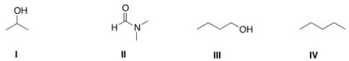 Which of the following is a polar aprotic solvent?   A) I B) II C) III D) IV