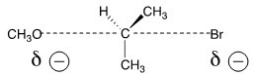 The reaction of what nucleophile and substrate is represented by the following transition state?   A) Methanol with 2-bromopropane B) Methoxide with 2-bromopropane C) Methoxide with 1-bromopropane D) Methanol with 1-bromopropane