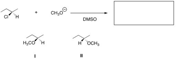 What is the product of the nucleophilic substitution reaction shown below?   A) Only I B) Only II C) I and II D) None