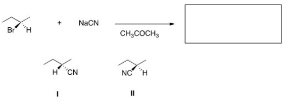 What is the product of the nucleophilic substitution reaction shown below?   A) Only I B) Only II C) I and II D) None