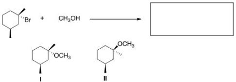 What is the product of the nucleophilic substitution reaction shown below?   A) Only I B) Only II C) I and II D) None