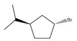 What is the IUPAC name of the following compound?   A) (1R,3R) -1-bromo-3-isopropylcyclopentane B) (1R,3S) -1-bromo-3-isopropylcyclopentane C) (1S,3R) -1-bromo-3-isopropylcyclopentane D) (1S,3S) -1-bromo-3-isopropylcyclopentane
