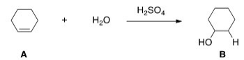What kind of reaction does the conversion of A to B represent?   A) Acid-base reaction B) Elimination reaction C) Substitution reaction D) Addition reaction