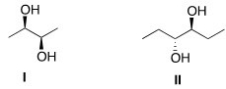 Which of the following compounds are meso?   A) Only I B) Only II C) I and II D) Neither