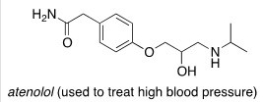 Consider the molecule atenolol (a β blocker used to treat hypertension) .Which of the following lists the correct functional groups present in atenolol?   A) Primary alcohol,amide,primary amine,aromatic,ether B) Secondary alcohol,amide,secondary amine,aromatic,ether C) Secondary alcohol,amide,primary amine,aromatic,ether D) Secondary alcohol,amide,secondary amine,aromatic,ester