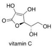 Which of the following statements about vitamin C,drawn below,is true?   A) Vitamin C is insoluble in H<sub>2</sub>O. B) Vitamin C is soluble in H<sub>2</sub>O. C) Vitamin C is an aliphatic hydrocarbon. D) Vitamin C contains a ketone functional group.