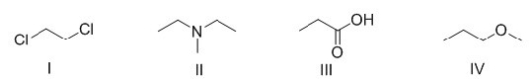 Which of the following molecules can bond hydrogen to another molecule of itself?   A) I B) II C) III D) IV