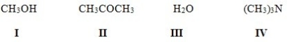 Which of the following compounds is both a Brønsted-Lowry acid and base?   A) I,II B) I,III C) II,IV D) I,IV