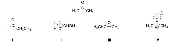 Which of the following is a resonance structure of the compound below?   A) I B) II C) III D) IV