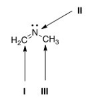 What is the hybridization for each of the indicated atoms in the following compound?   A) I = sp<sup>2</sup>; II = sp<sup>2</sup>; III = sp<sup>2</sup>. B) I = sp<sup>2</sup>; II = sp<sup>3</sup>; III = sp<sup>3</sup>. C) I = sp; II = sp<sup>2</sup>; III = sp<sup>3</sup>. D) I = sp<sup>2</sup>; II = sp<sup>2</sup>; III = sp<sup>3</sup>.