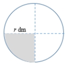Find the area of the shaded region. (Assume that given measurements are exact, and round approximate answers to the nearest tenth of a square unit.)  ​     ​ A)  7.1 dm<sup>2</sup> B)  9 dm<sup>2</sup> C)  2.25 dm<sup>2</sup> D)  2.3 dm<sup>2</sup> E)  28.3 dm<sup>2</sup>