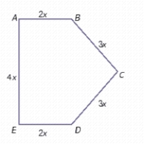 The perimeter of this pentagon is 280 in. Find the lengths of the sides. ​   ​   ​   ​   ​   ​  