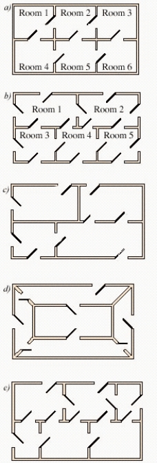 Can you pass the floor plan in b)  through all the rooms while going through each door only once? ​   ​ A)  traversable B)  not traversable