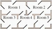 Can you pass the floor plan in through all the rooms while going through each door only once?   Answer traversable or not traversable.
