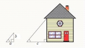 Use similar triangles and a proportion to find the height of the house shown in the figure. ​   ​ Where   ​ __________ ft