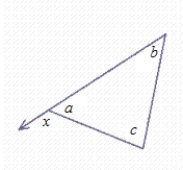Find the measure of the indicated exterior angle in the triangle, when   and   . ​   ​ __________°