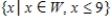Write out in words the description of the given set, and then list the set in roster form. ​   ​ This is a set of whole numbers where the terms are __________ than __________. ​ Enter the terms of the set.