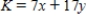 Minimize   subject to the constraints. ​   ​ K = ____ at ( ____, ____)