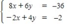 Solve the system by solving the corresponding matrix equation with an inverse, if possible. ​ ​   ​ Enter the answer in the form (x, y).