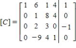 Given the matrix, perform elementary row operations to obtain a zeros above and below the 1 in the second column without changing the entries in the first column. ​  