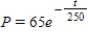 A satellite has an initial radioisotope power supply of 65 watts (W) . The power output in watts is given by ​   ​ Where t is the time in days. Solve for t to find the time when the power supply is 26 W. ​ A)  243 days B)  250 days C)  99 days D)  229 days E)  222 days