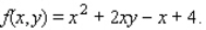 Let   Compute the following. f(1, 2) = __________ f(2, 1) = __________ f(- 1, 2) = __________ f(2, - 1) = __________