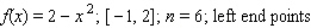 Find an approximation of the area of the region R under the graph of the function f on the interval [a, b].Use n subintervals and choose the representative points as indicated.Round to three decimal places.   __________ sq units