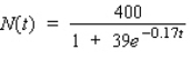 On the basis of data collected during an experiment, a biologist found that the growth of the fruit fly (Drosophila)  with a limited food supply could be approximated by the exponential model   where t denotes the number of days since the beginning of the experiment. How fast was the population changing on the 20th day? A) 19 flies/day B) 17 flies/day C) 16 flies/day D) 20 flies/day E) 18 flies/day