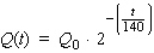 The radioactive element polonium decays according to the law   , where   is the initial amount and the time t is measured in days.If the amount of polonium left after 420 days is 80 mg, what was the initial amount present? __________ mg